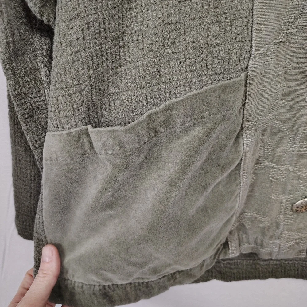 Mark & Mazie Green‎ Shacket Womens M Velvet Corduroy Lagenlook Woodland Fairy